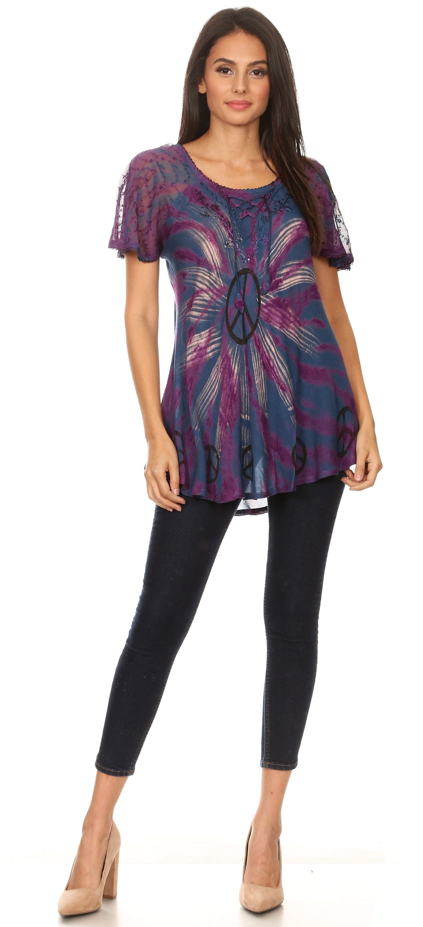 Aline Women's Short Sleeve Casual Light Scoop Neck Top