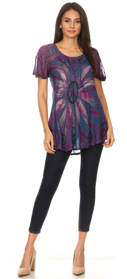 Aline Women's Short Sleeve Casual Light Scoop Neck Top