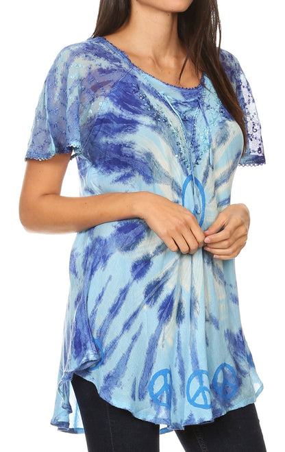 Aline Women's Short Sleeve Casual Light Scoop Neck Top