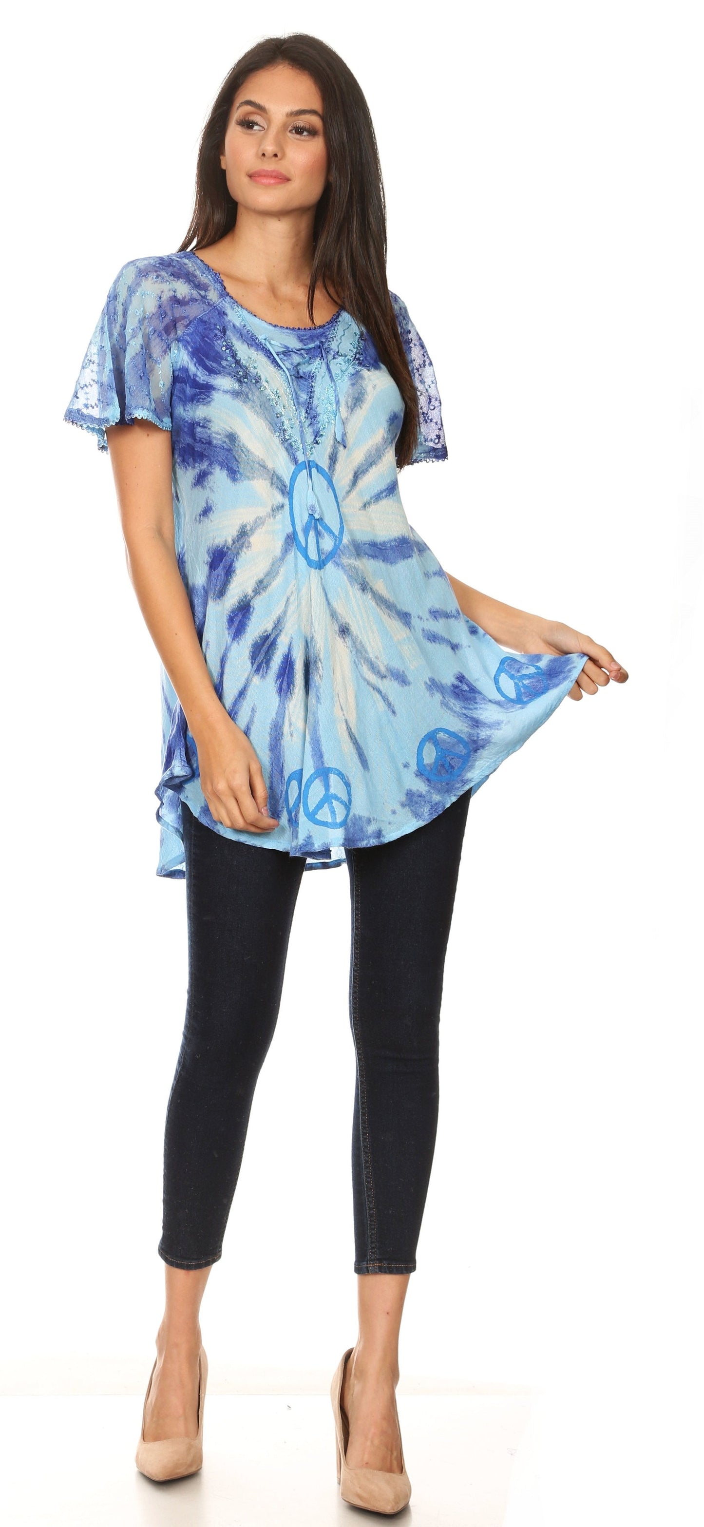 Aline Women's Short Sleeve Casual Light Scoop Neck Top