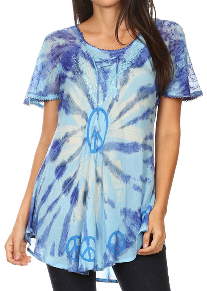 Aline Women's Short Sleeve Casual Light Scoop Neck Top