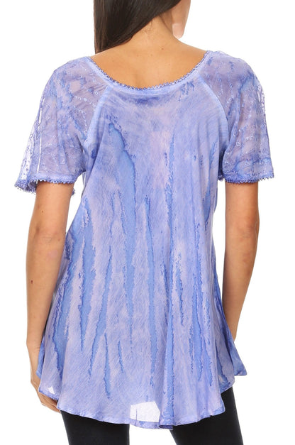 Aline Women's Short Sleeve Casual Light Scoop Neck Top