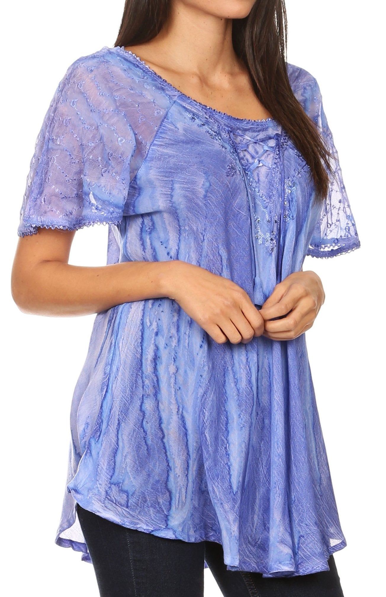 Aline Women's Short Sleeve Casual Light Scoop Neck Top