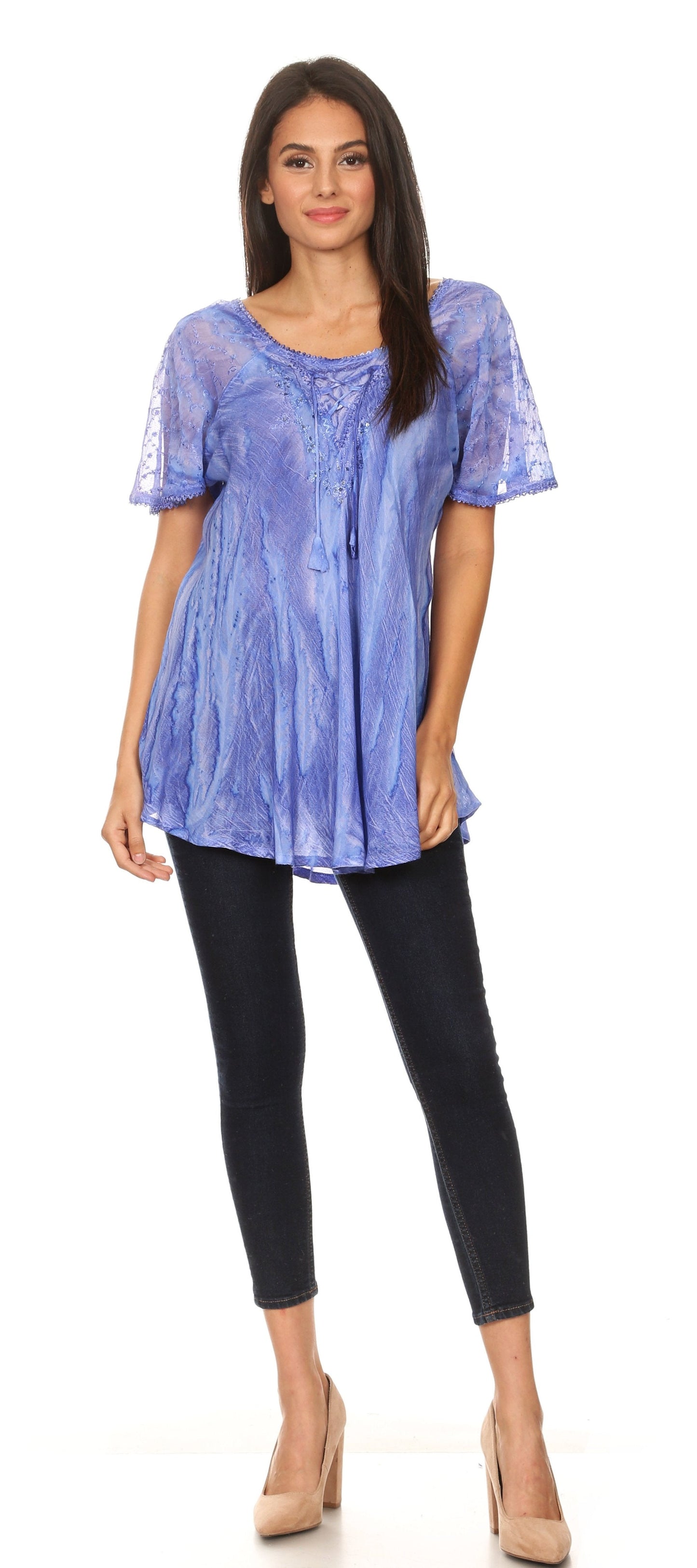 Aline Women's Short Sleeve Casual Light Scoop Neck Top