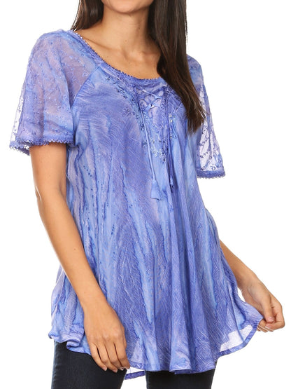 Aline Women's Short Sleeve Casual Light Scoop Neck Top