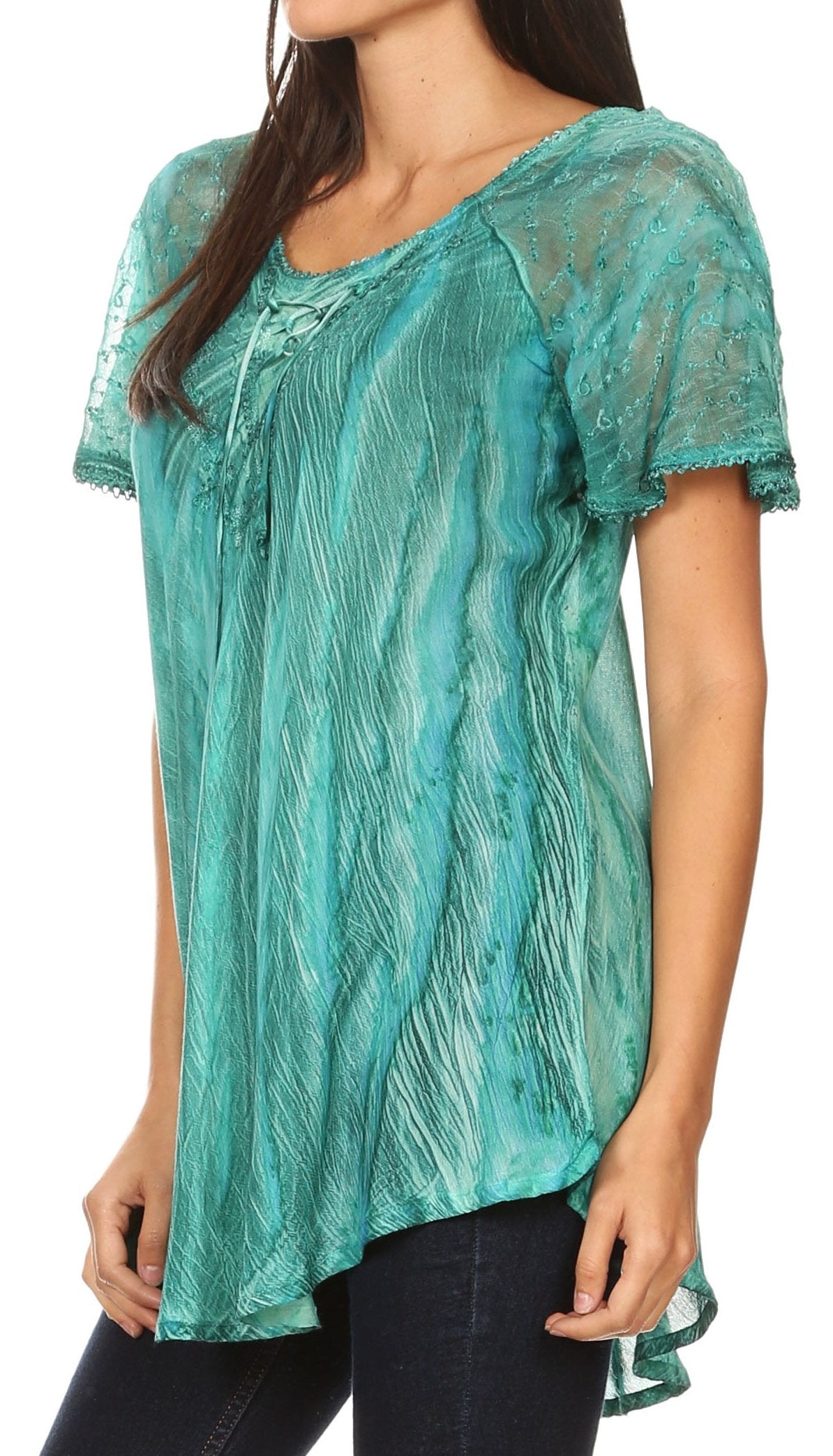 Aline Women's Short Sleeve Casual Light Scoop Neck Top