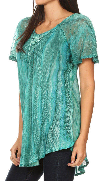 Aline Women's Short Sleeve Casual Light Scoop Neck Top