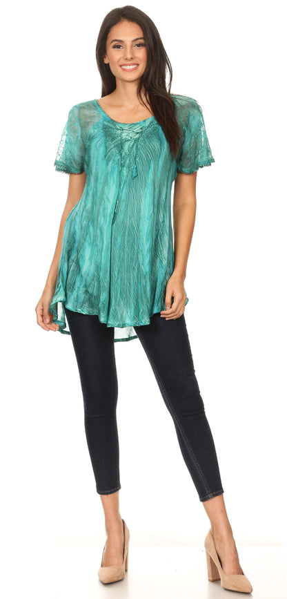 Aline Women's Short Sleeve Casual Light Scoop Neck Top