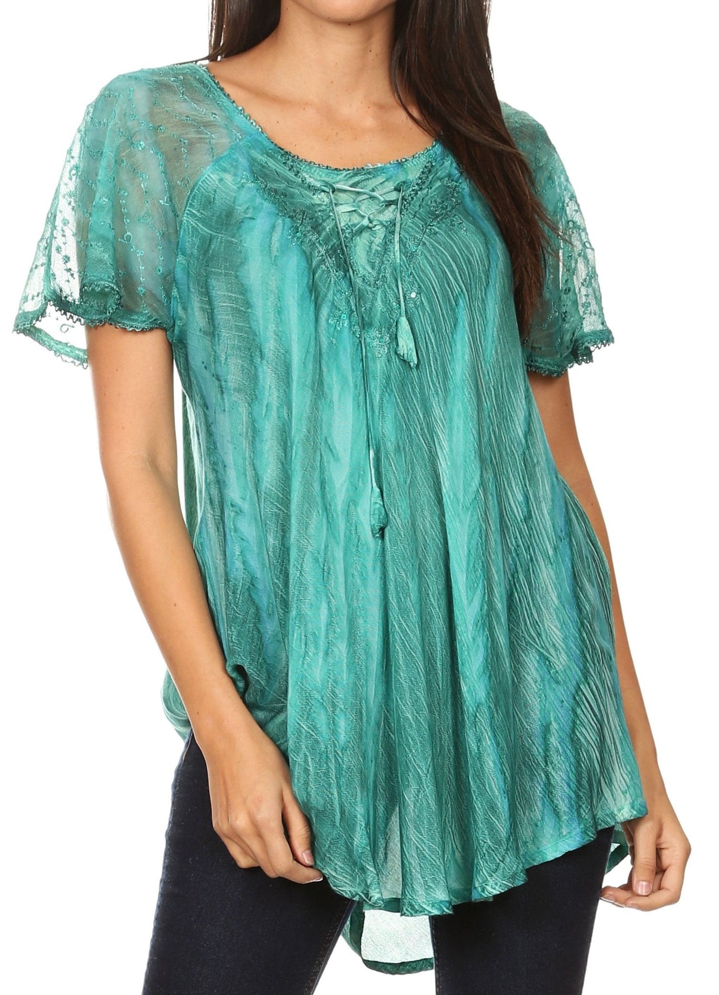Aline Women's Short Sleeve Casual Light Scoop Neck Top