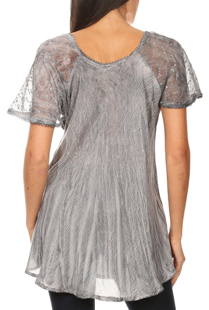 Aline Women's Short Sleeve Casual Light Scoop Neck Top