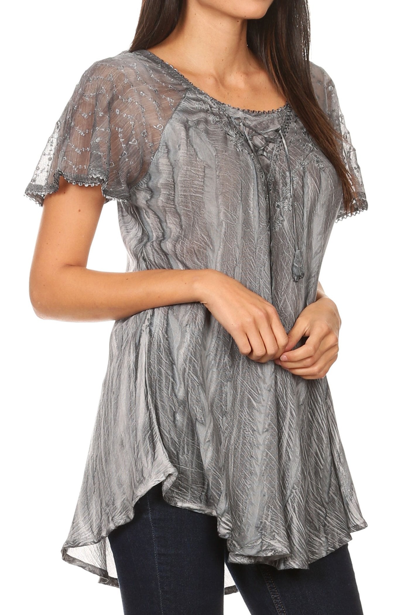 Aline Women's Short Sleeve Casual Light Scoop Neck Top