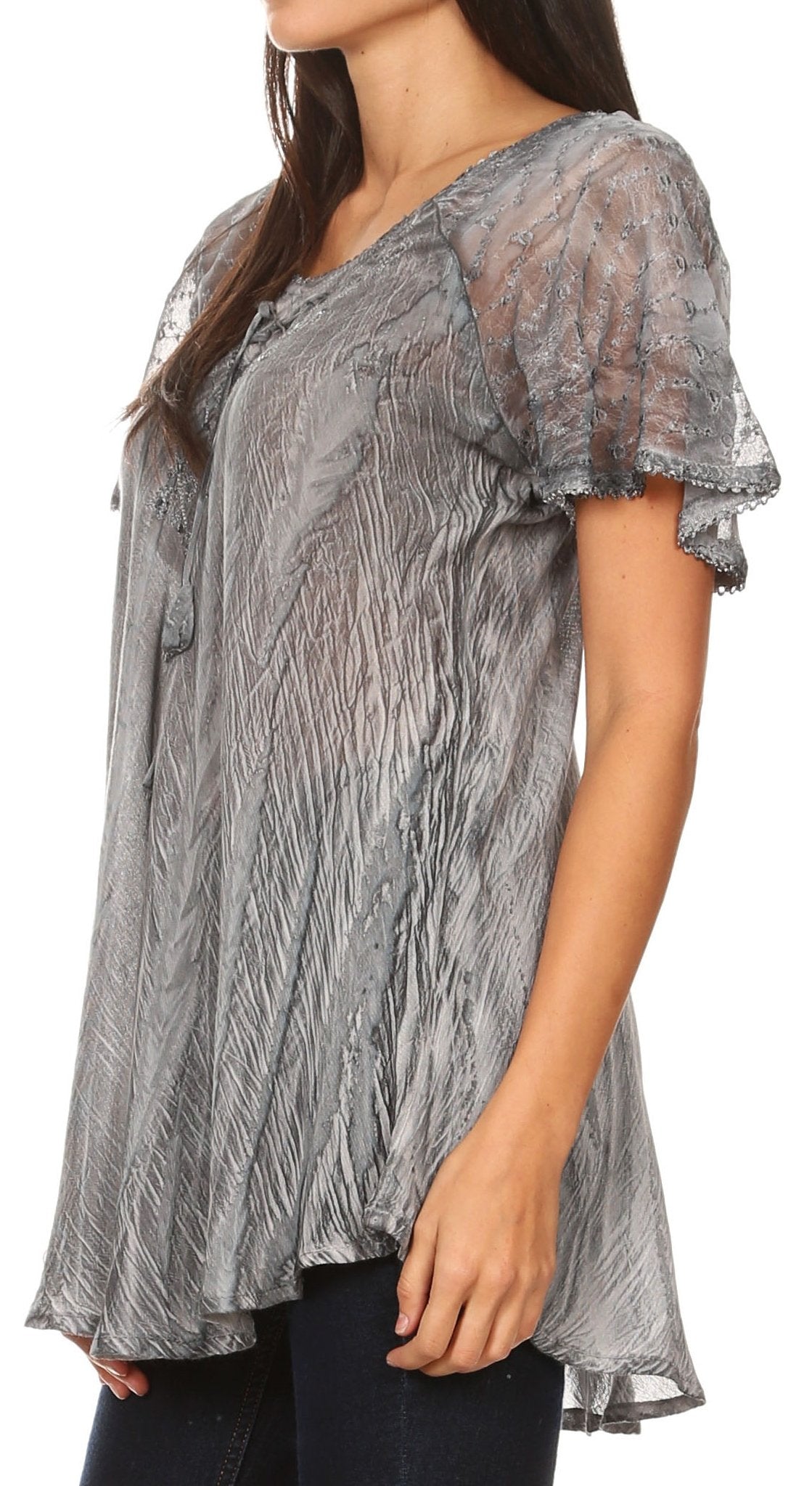 Aline Women's Short Sleeve Casual Light Scoop Neck Top