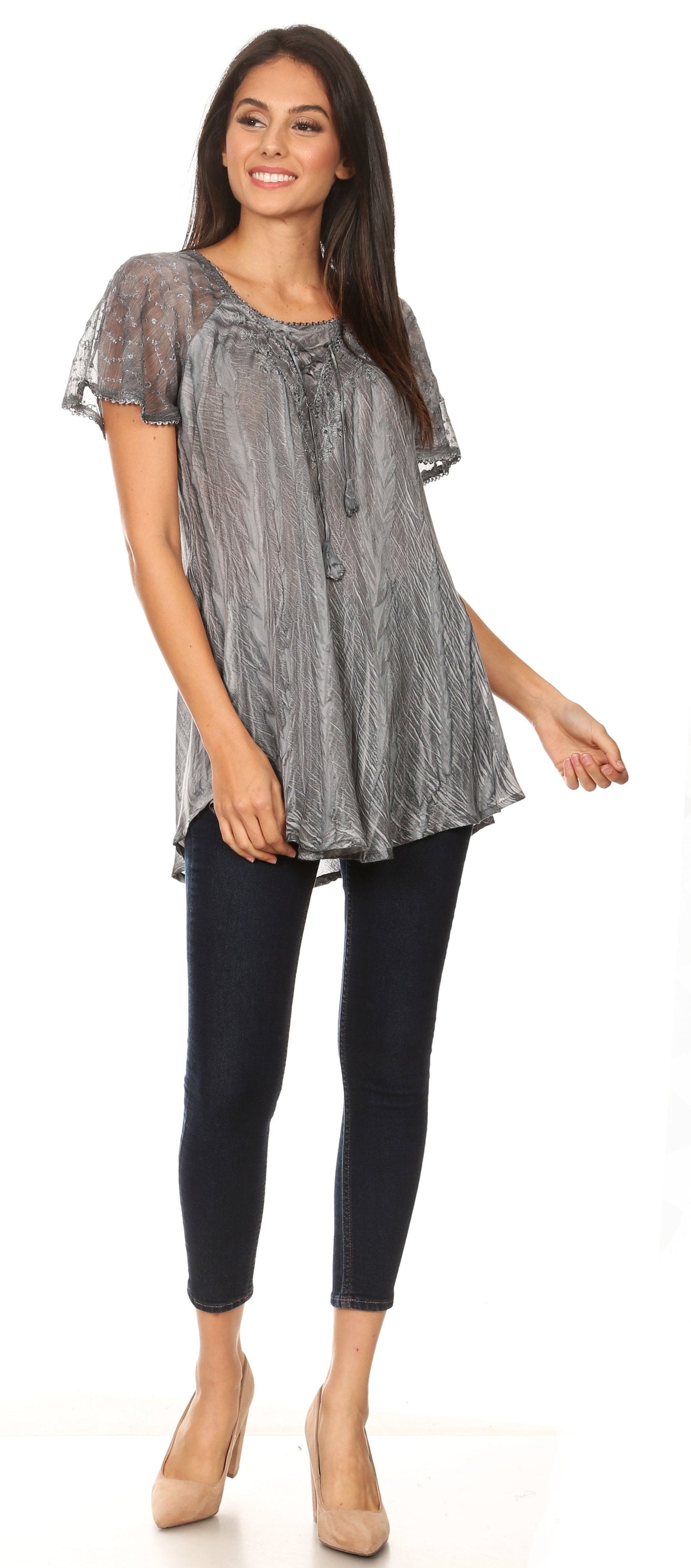 Aline Women's Short Sleeve Casual Light Scoop Neck Top