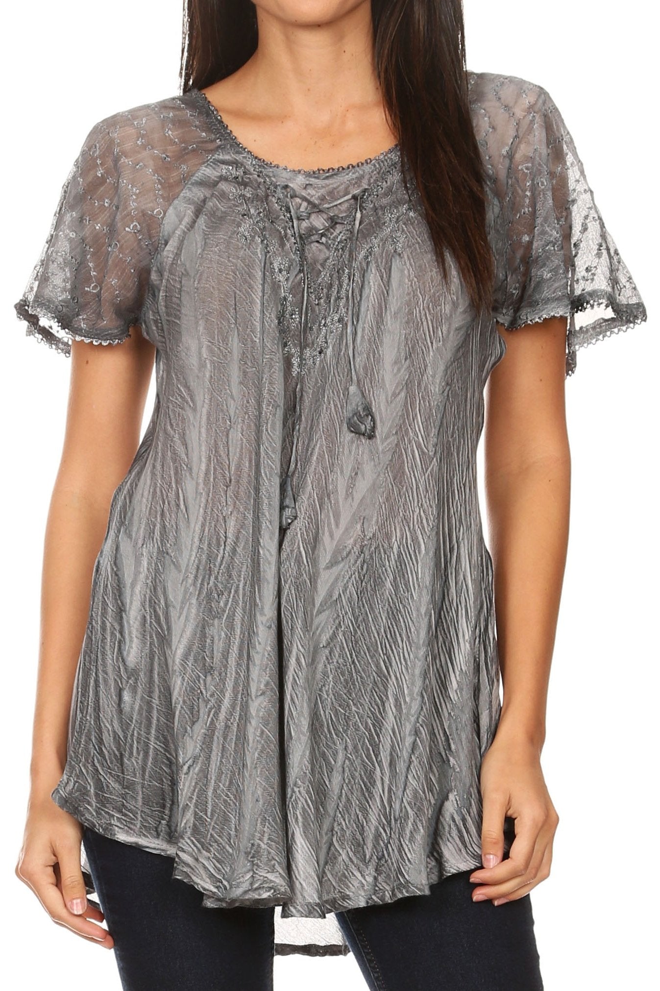 Aline Women's Short Sleeve Casual Light Scoop Neck Top