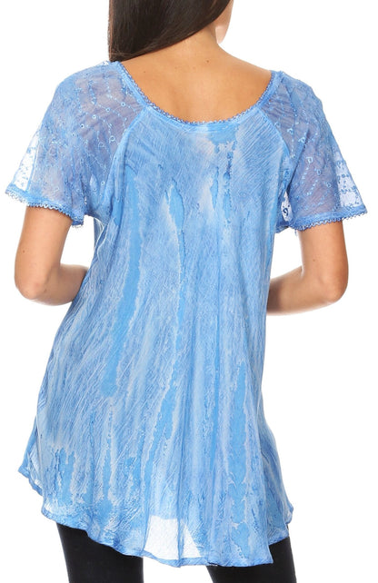 Aline Women's Short Sleeve Casual Light Scoop Neck Top