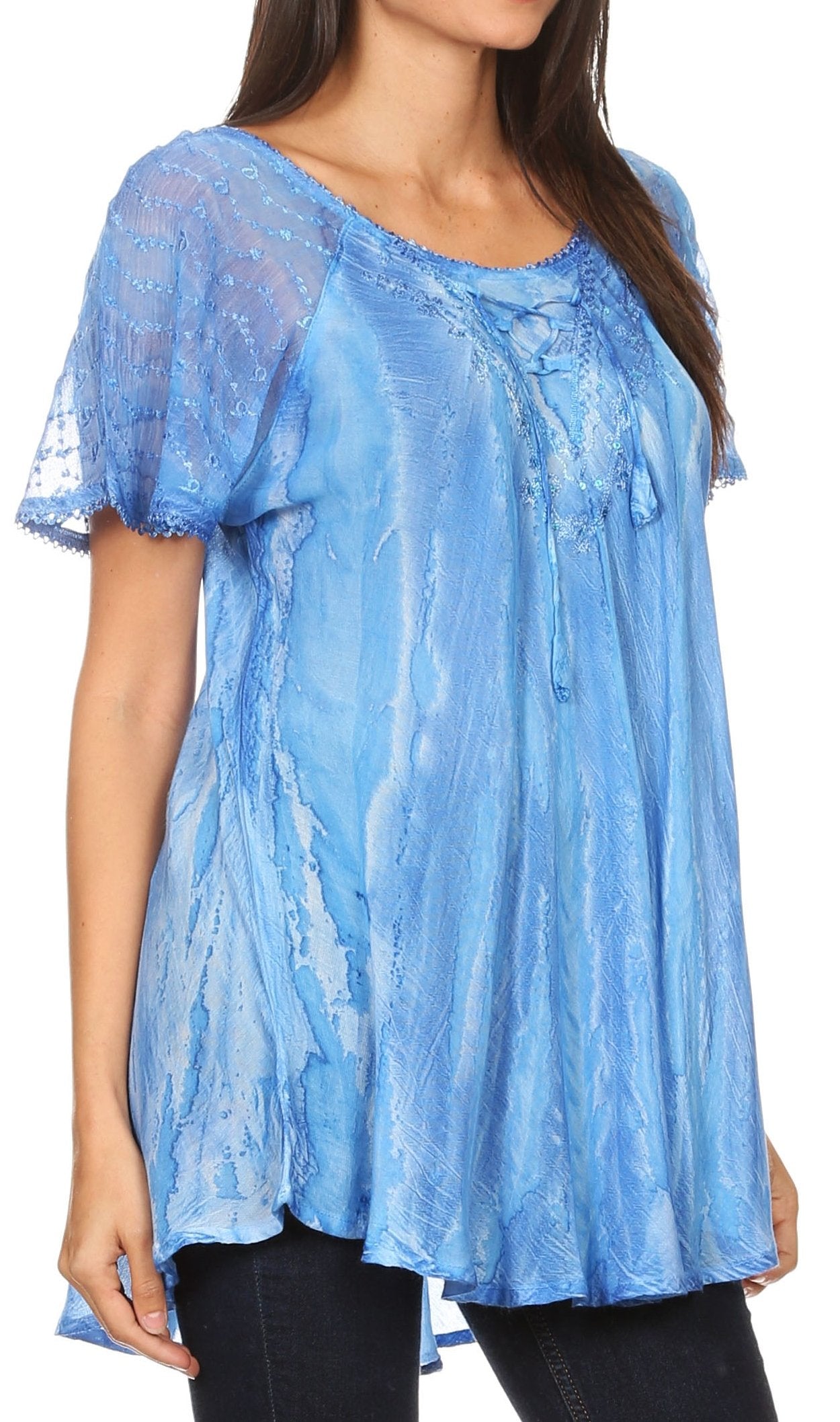 Aline Women's Short Sleeve Casual Light Scoop Neck Top