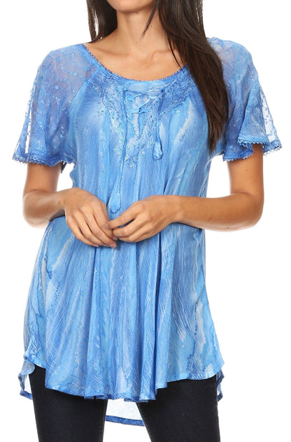 Aline Women's Short Sleeve Casual Light Scoop Neck Top