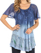 Sakkas Petra Women's Casual Loose Flared Corset Short Sleeve Lace Blouse Top Tunic - Buy One Get One Free