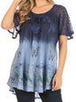 Sakkas Petra Women's Casual Loose Flared Corset Short Sleeve Lace Blouse Top Tunic - Buy One Get One Free