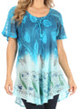 Sakkas Petra Women's Casual Loose Flared Corset Short Sleeve Lace Blouse Top Tunic - Buy One Get One Free