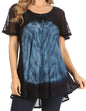Sakkas Petra Women's Casual Loose Flared Corset Short Sleeve Lace Blouse Top Tunic - Buy One Get One Free