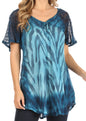 Sakkas Petra Women's Casual Loose Flared Corset Short Sleeve Lace Blouse Top Tunic - Buy One Get One Free