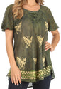 Sakkas Petra Women's Casual Loose Flared Corset Short Sleeve Lace Blouse Top Tunic - Buy One Get One Free