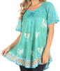 Sakkas Petra Women's Casual Loose Flared Corset Short Sleeve Lace Blouse Top Tunic - Buy One Get One Free