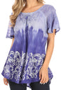 Sakkas Petra Women's Casual Loose Flared Corset Short Sleeve Lace Blouse Top Tunic - Buy One Get One Free
