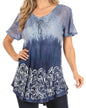 Sakkas Petra Women's Casual Loose Flared Corset Short Sleeve Lace Blouse Top Tunic - Buy One Get One Free