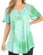 Sakkas Petra Women's Casual Loose Flared Corset Short Sleeve Lace Blouse Top Tunic - Buy One Get One Free