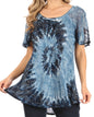 Sakkas Petra Women's Casual Loose Flared Corset Short Sleeve Lace Blouse Top Tunic - Buy One Get One Free