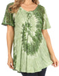 Sakkas Petra Women's Casual Loose Flared Corset Short Sleeve Lace Blouse Top Tunic - Buy One Get One Free