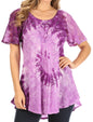 Sakkas Petra Women's Casual Loose Flared Corset Short Sleeve Lace Blouse Top Tunic - Buy One Get One Free