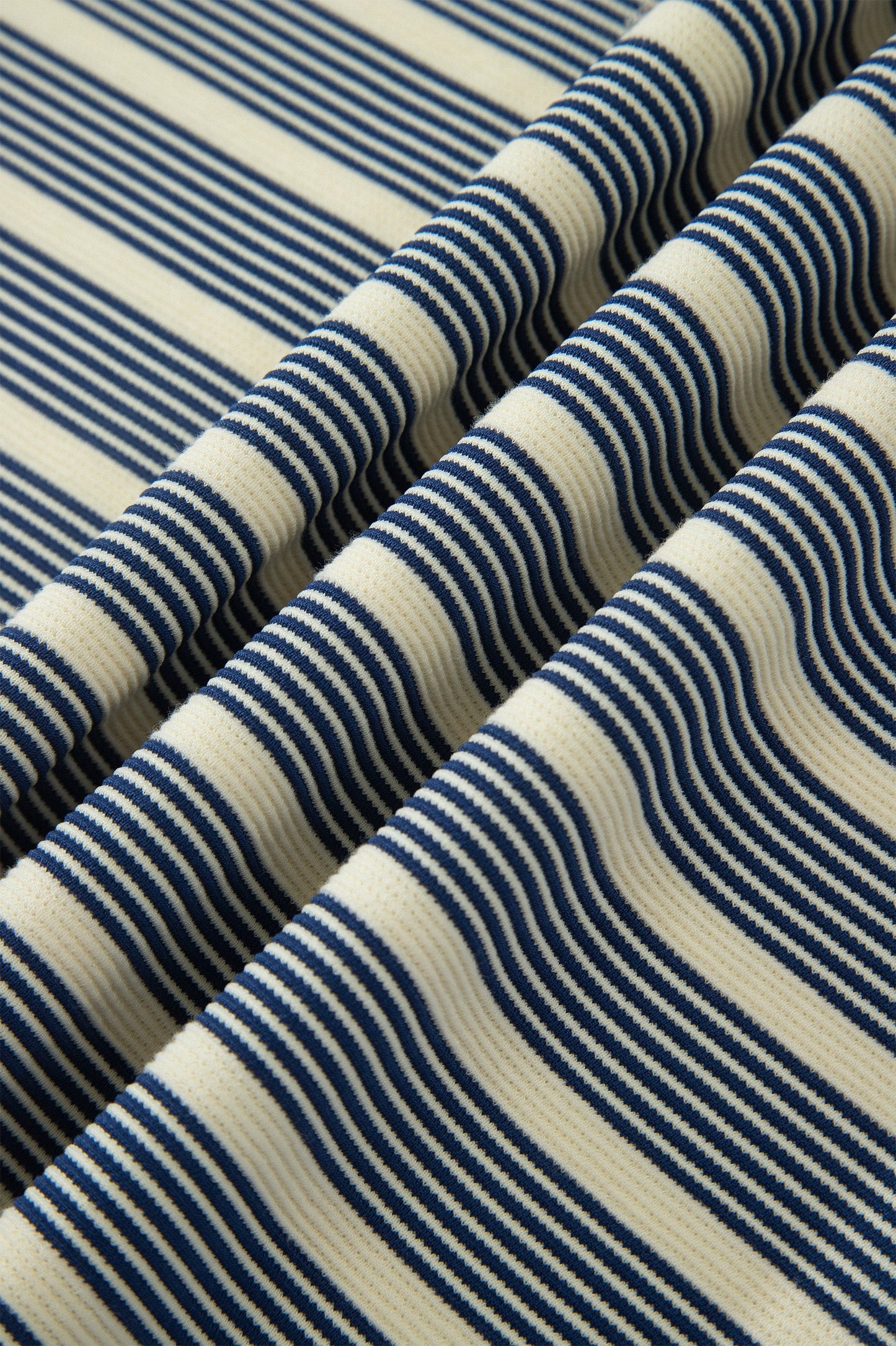 Blue Stripe Plus Size Contrast Trim Button V Neck Ruffle Sleeve Shift Dress