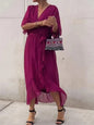 Full Size Flowy Tie Front Midi Dress with Flutter Sleeves Plus Size