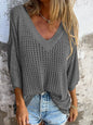 Full Size Openwork V-Neck Knit Cover Up Plus Size