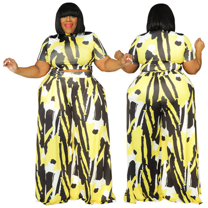 Sexy European And American Women's Clothing Plus-size Two-piece Set See size chart under “more details”