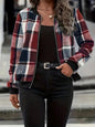 Plus Vintage Size Plaid Baseball Collar Zip-Up Jacket Trendy & Comfortable Outerwear for Any Occasion