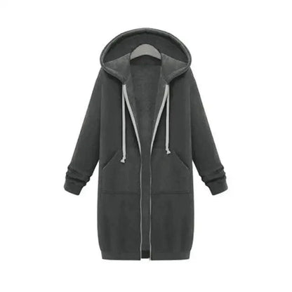 Luxury Women's Autumn Winter Thickening Hoodies Leisure Loose Hooded Jackets Pockets Plus Size Sweatshirt Sports Dresses Outwear Women's Hooded Flannel Jacket Casual Fleece Windbreaker Hoodie