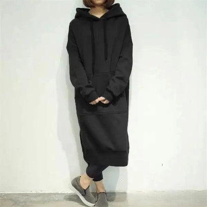 Modern Women Long Hoodies Autumn Winter Loose Hooded Sweatshirts Casual Oversized Sweatshirt Baggy Pullovers Dress Plus Size Super Soft Pullover Oversize Sweatshirt With Pocket