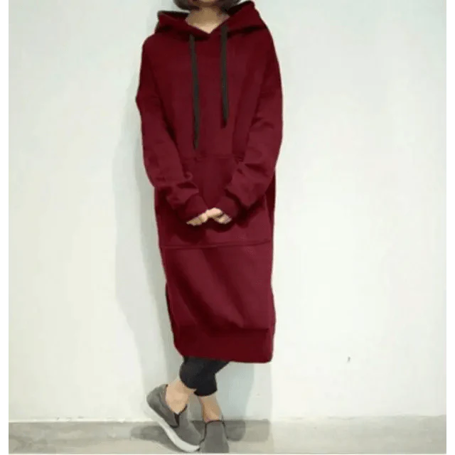 Modern Women Long Hoodies Autumn Winter Loose Hooded Sweatshirts Casual Oversized Sweatshirt Baggy Pullovers Dress Plus Size Super Soft Pullover Oversize Sweatshirt With Pocket