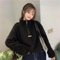 New Autumn Winter Hoodies Women New Imitation Lamb Short Plus Thick Sweatshirt Female Loose Student Jacket Tops Sweatshirt For Men And Women Fleece Sweatshirt Warm Winter Sweatshirt