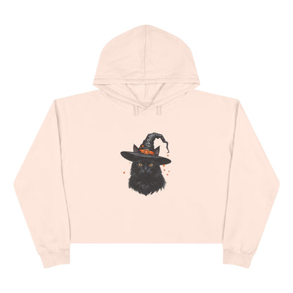 Spooky Cat Crop Hoodie for Women